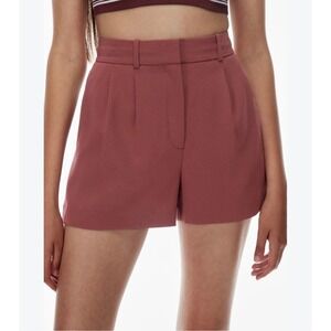 Babaton Aritzia Women's 8 Pleated High Rise Mini Dress Shorts Sundried Red